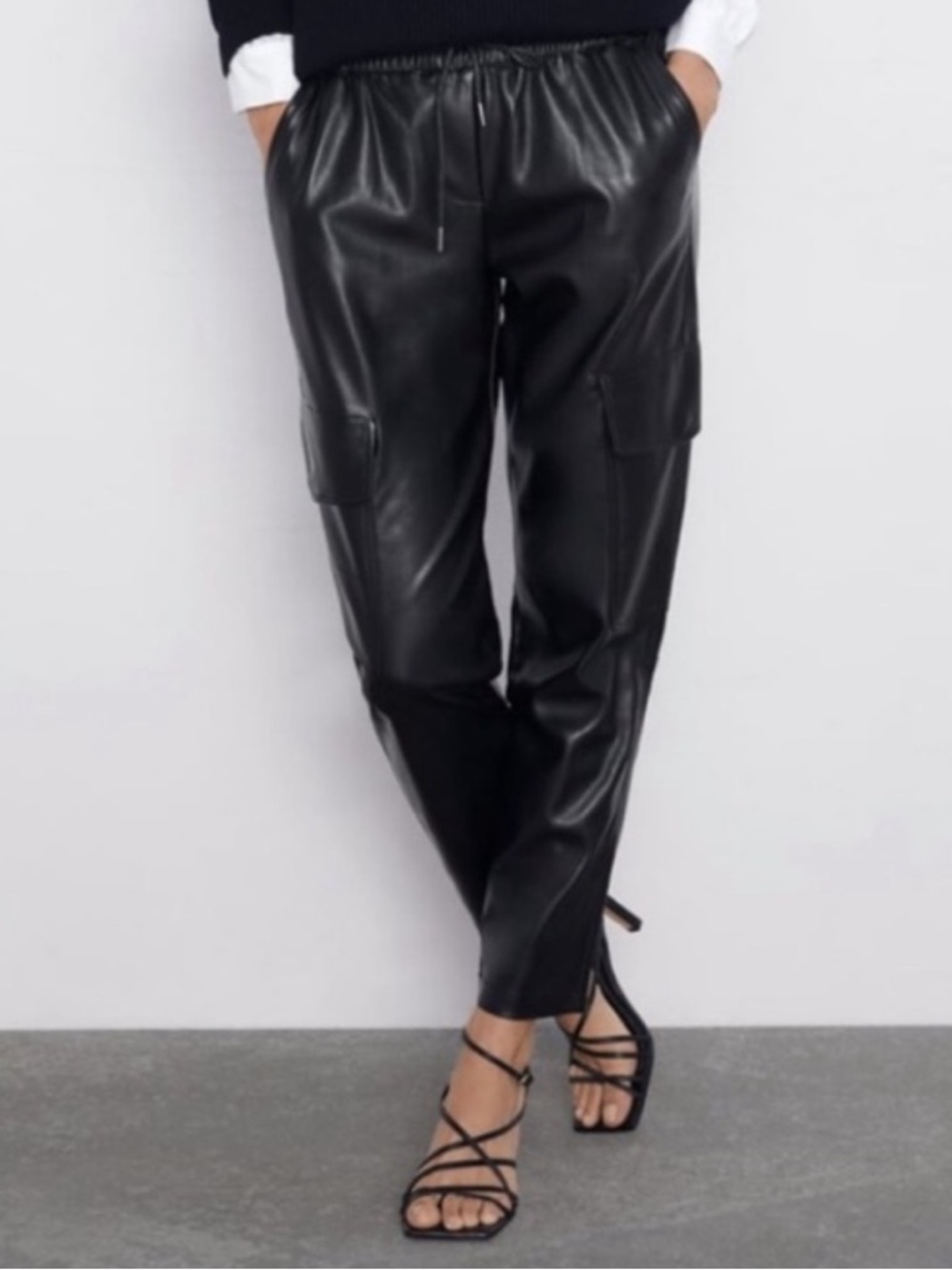 Zara Faux Leather Cargo Pants